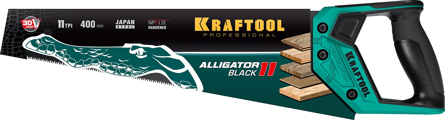KRAFTOOL Alligator Black 11 400 мм, Ножовка для точного реза (15205-40)