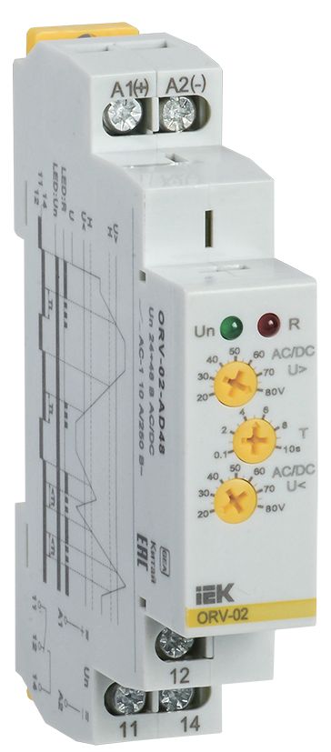 Реле контроля напряжения ORV однофазное 24-48В AC/DC IEK