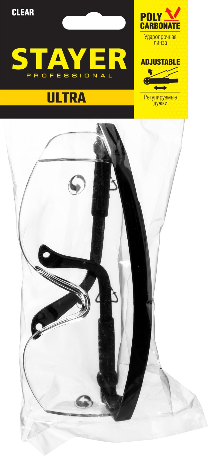 STAYER PRO-5R прозрачные, монолинза с боковой защитой, открытого типа, защитные очки (2-110481)