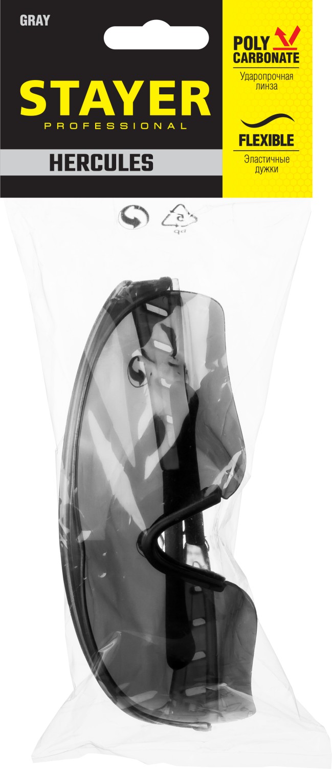 STAYER PRO-X серые, широкая монолинза, открытого типа, защитные очки (2-110432)