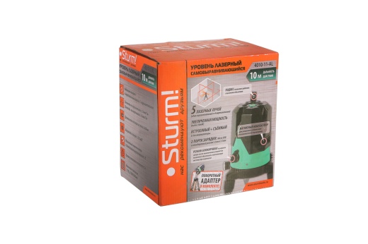 Уровень лазерный, 5 красных лучей, Sturm!